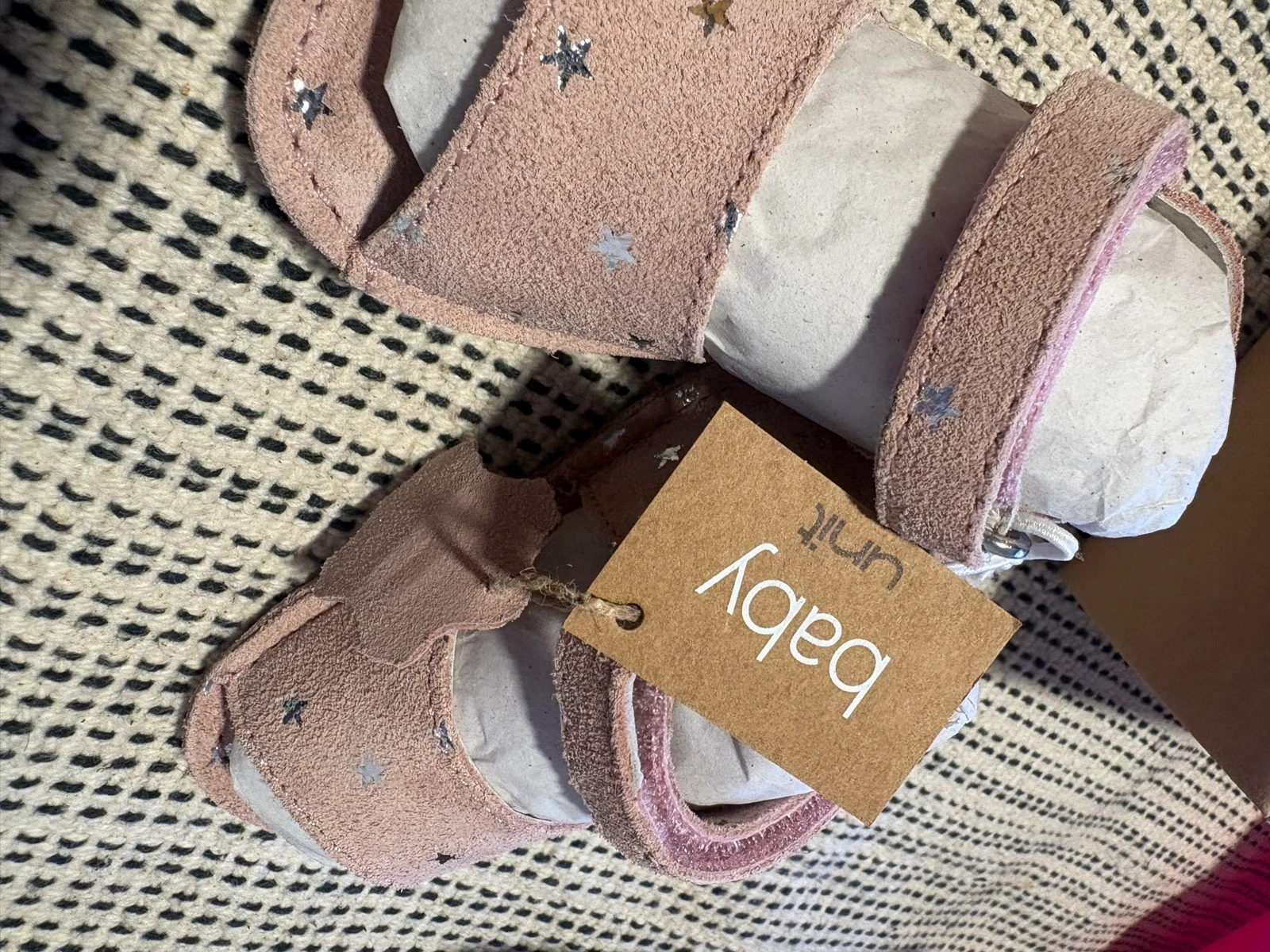 pink baby sandals with stars leather single size 15/16 for 3-6 months – photo 3